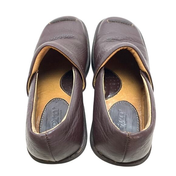 Born Womens Comfort Slip On Clogs Leather Wedge Square Toe Loafers Shoes sz 6 - Picture 11 of 16